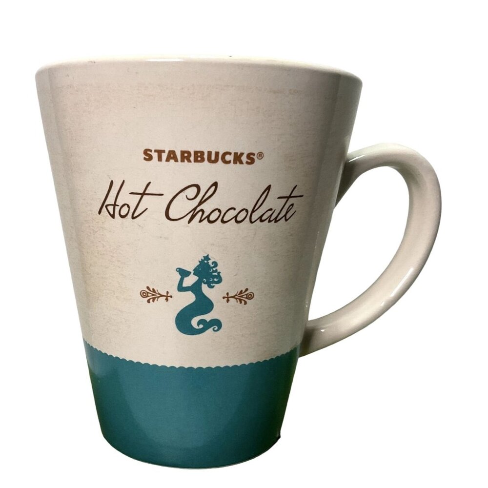 Starbucks Hot Chocolate Mug Cup White w/ Mermaid Logo 15oz 4.75" Tall 2010